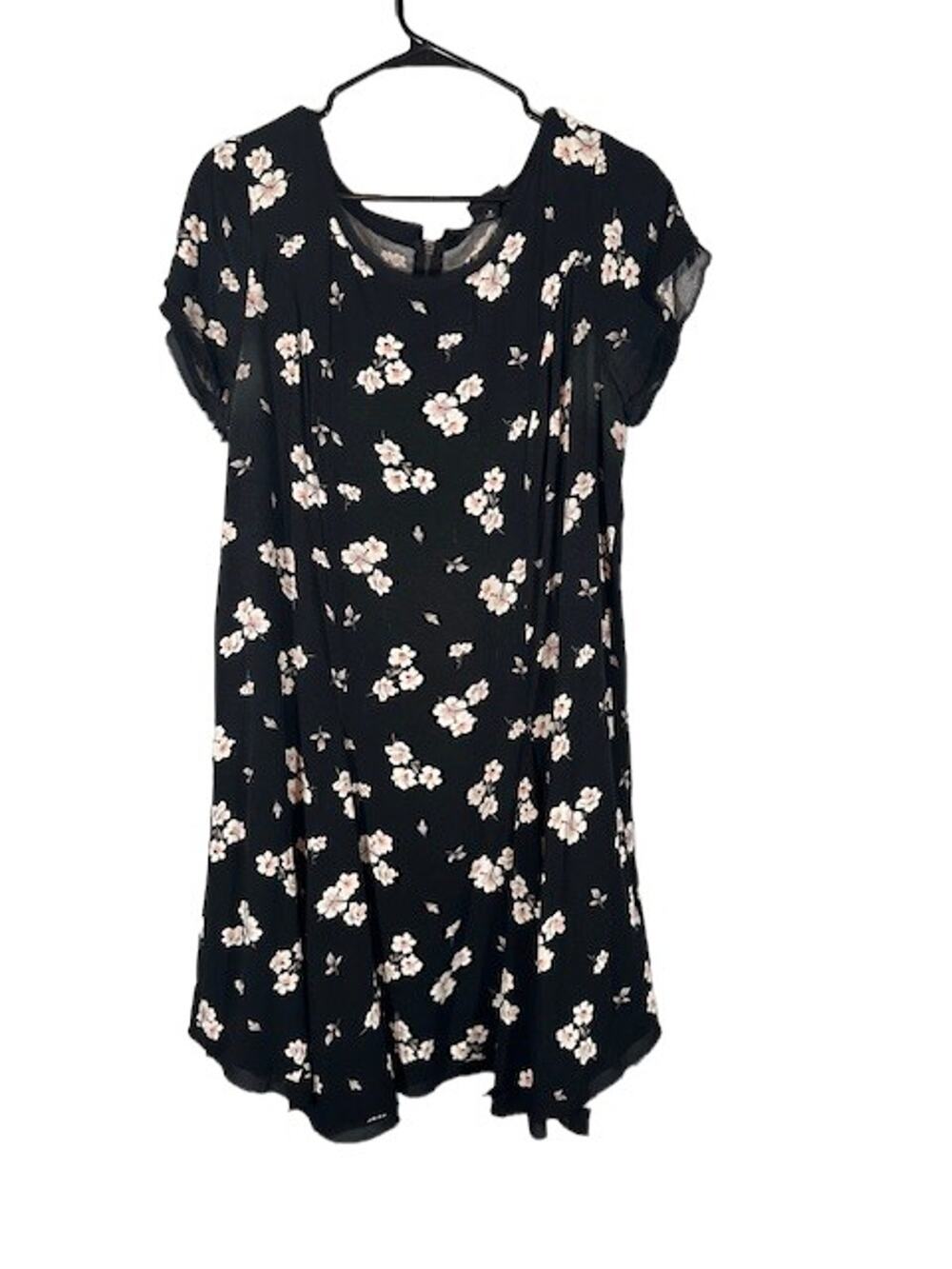 Torrid Black Floral Short Sleeve Distressed Trim Summer Dress Women Sz 0 Sz L